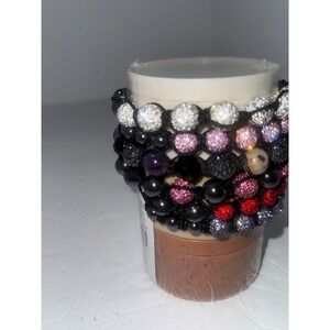 6 Piece Beaded Bracelet Set Sparkly Rhinestone Stretch Bracelets Women's Jewelry